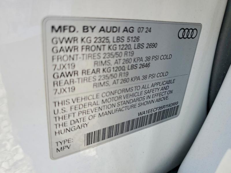 Продаж на аукціоні авто 2024 Audi Q3, vin: WA1EECF35R1182659, номер лоту: 60788156