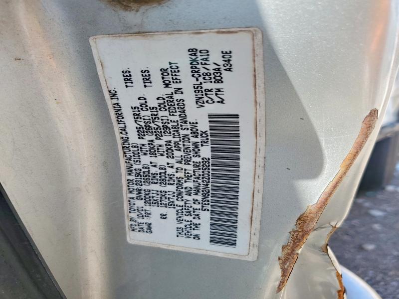 60298896 :رقم المزاد ، 5TESN92N42Z005292 vin ، 2002 Toyota Tacoma مزاد بيع