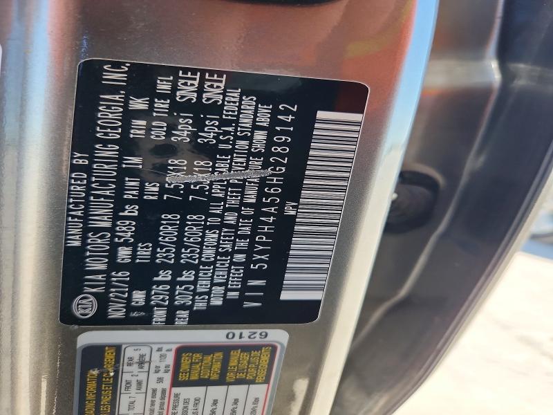 2017 Kia Sorento მანქანა იყიდება აუქციონზე, vin: 5XYPH4A56HG289142, აუქციონის ნომერი: 57311146