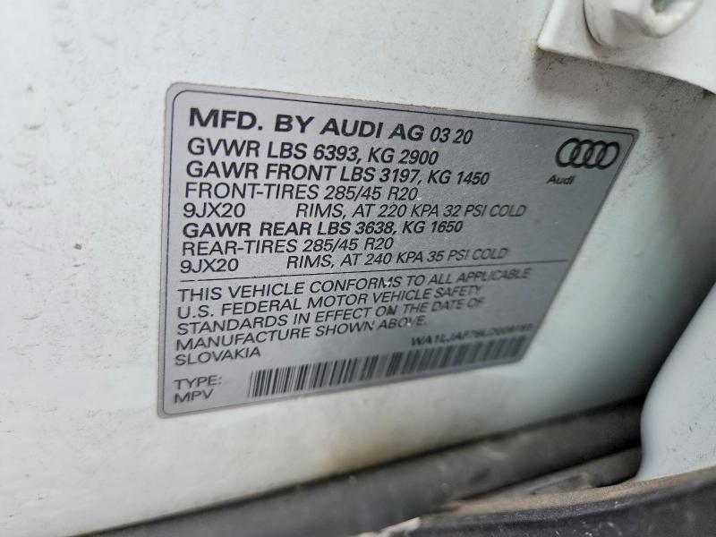 2020 Audi Q7 მანქანა იყიდება აუქციონზე, vin: WA1LJAF78LD008181, აუქციონის ნომერი: 62287616