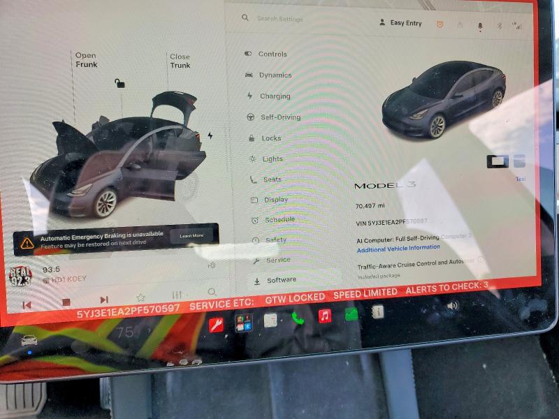 61942446 :رقم المزاد ، 5YJ3E1EA2PF570597 vin ، 2023 Tesla Model 3 مزاد بيع