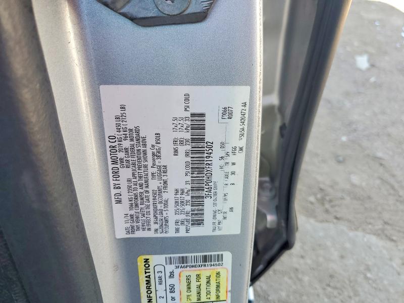 Продаж на аукціоні авто 2015 Ford Fusion, vin: 3FA6P0HDXFR194502, номер лоту: 60322516