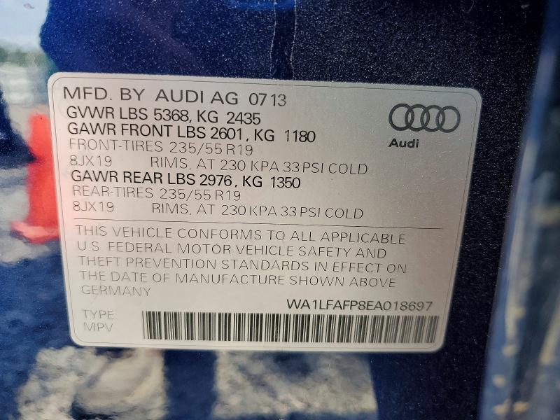 Aukcja sprzedaży 2014 Audi Q5, vin: WA1LFAFP8EA018697, numer aukcji: 62513496
