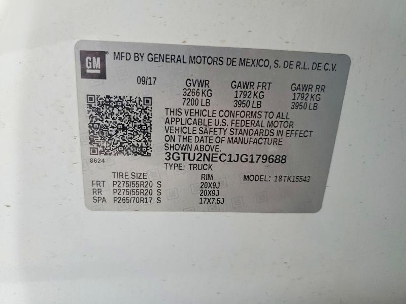 Aukcja sprzedaży 2018 Gmc Sierra, vin: 3GTU2NEC1JG179688, numer aukcji: 60924116