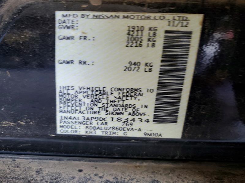 2013 Nissan Altima მანქანა იყიდება აუქციონზე, vin: 1N4AL3AP9DC183434, აუქციონის ნომერი: 61085716