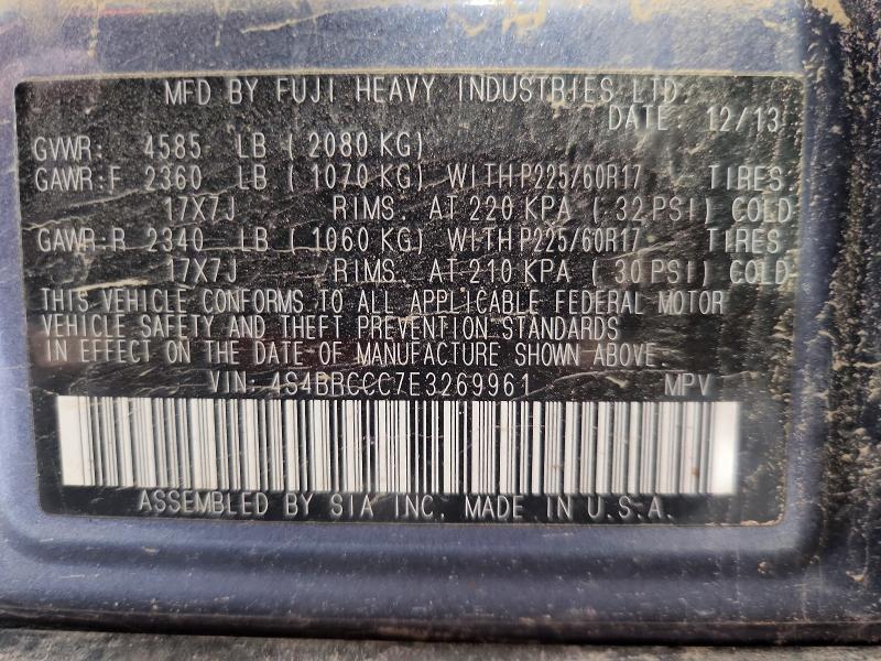 59157646 :رقم المزاد ، 4S4BRCCC7E3269961 vin ، 2014 Subaru Outback مزاد بيع