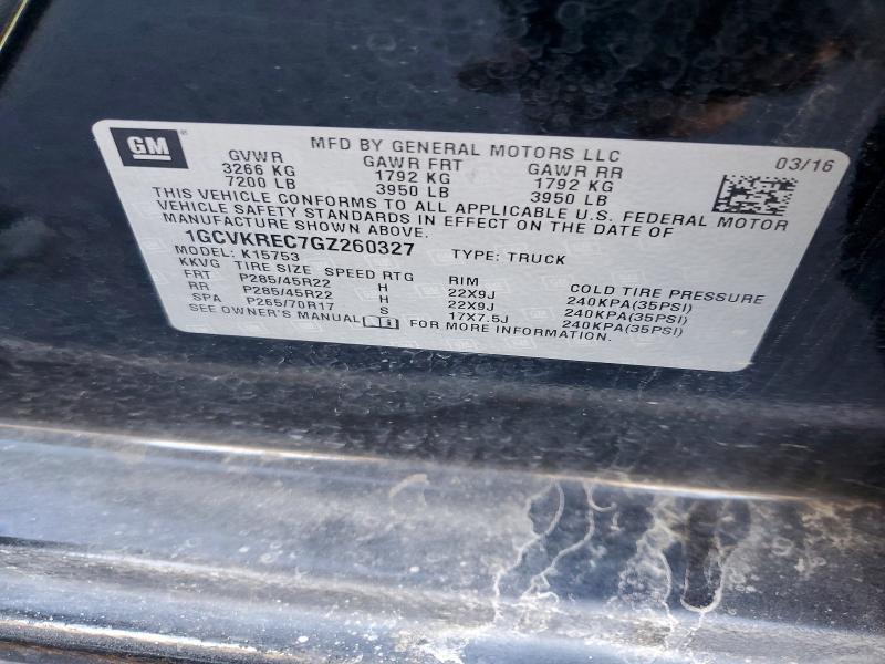60435096 :رقم المزاد ، 1GCVKREC7GZ260327 vin ، 2016 Chevrolet Silverado مزاد بيع