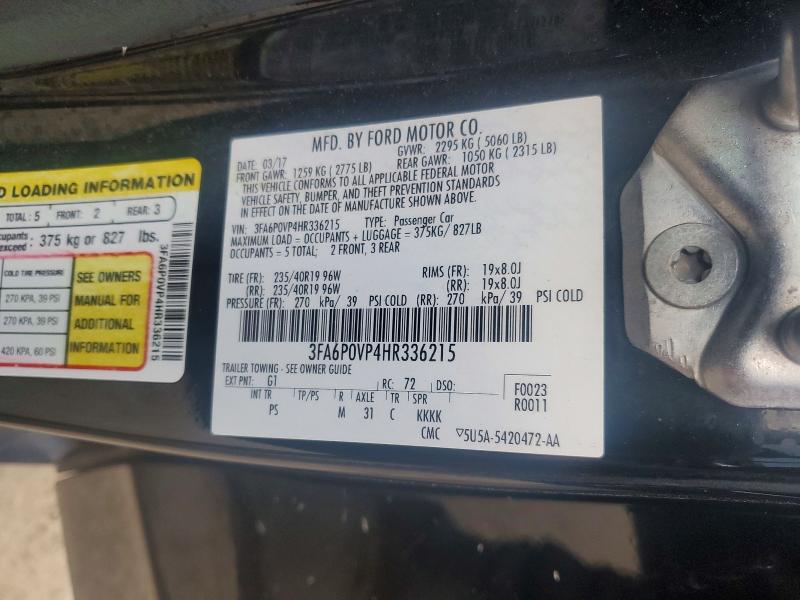 Aukcja sprzedaży 2017 Ford Fusion, vin: 3FA6P0VP4HR336215, numer aukcji: 61030536