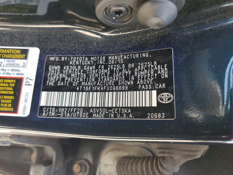 Продаж на аукціоні авто 2015 Toyota Camry, vin: 4T1BF1FK4FU096699, номер лоту: 62600666