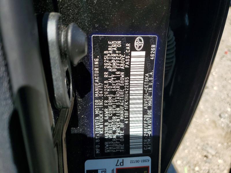 Aukcja sprzedaży 2017 Toyota Camry, vin: 4T1BF1FK1HU422865, numer aukcji: 62826426