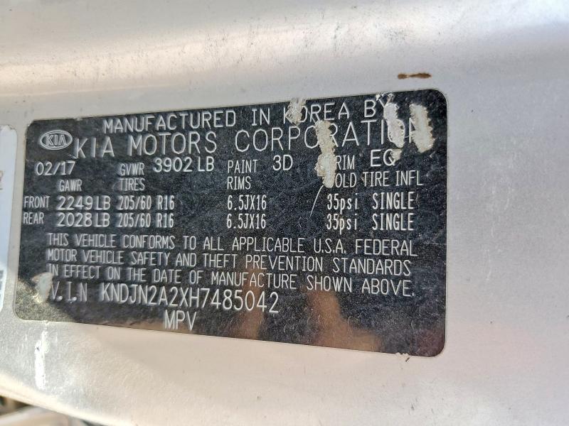 Aukcja sprzedaży 2017 Kia Soul, vin: KNDJN2A2XH7485042, numer aukcji: 61092896