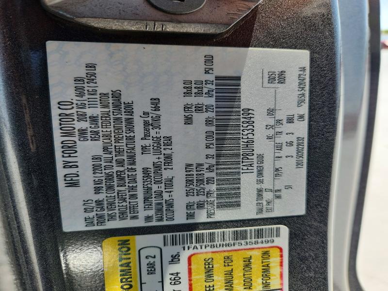 Aukcja sprzedaży 2015 Ford Mustang, vin: 1FATP8UH6F5358499, numer aukcji: 62513746