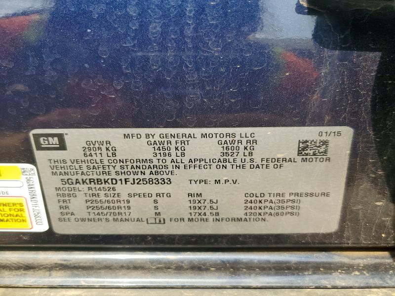 Aukcja sprzedaży 2015 Buick Enclave, vin: 5GAKRBKD1FJ258333, numer aukcji: 61308476
