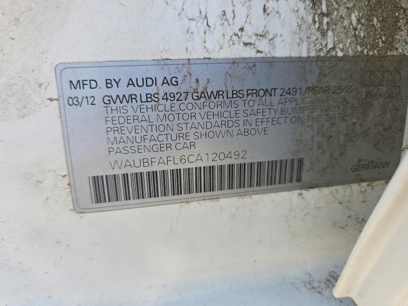 59371596 :رقم المزاد ، WAUBFAFL6CA120492 vin ، 2012 Audi A4 مزاد بيع