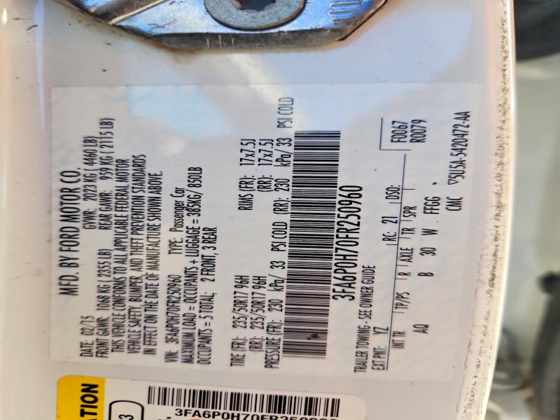 2015 Ford Fusion მანქანა იყიდება აუქციონზე, vin: 3FA6P0H70FR250960, აუქციონის ნომერი: 63174676