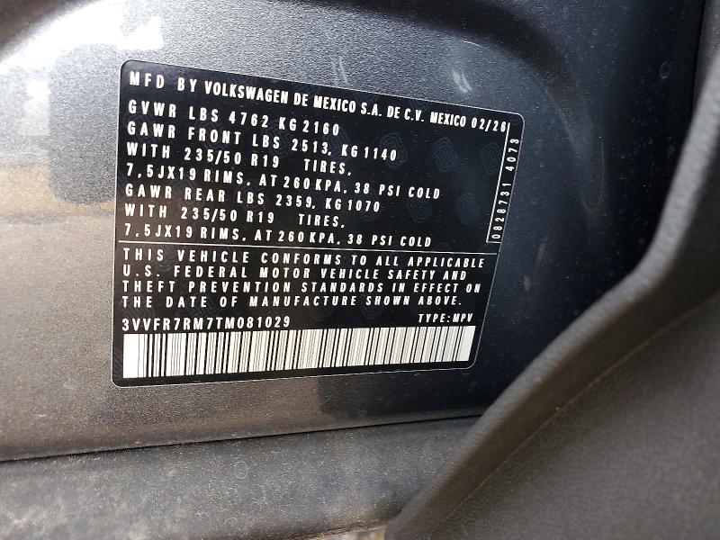 Aukcja sprzedaży 2026 Volkswagen Tiguan, vin: 3VVFR7RM7TM081029, numer aukcji: 62164026