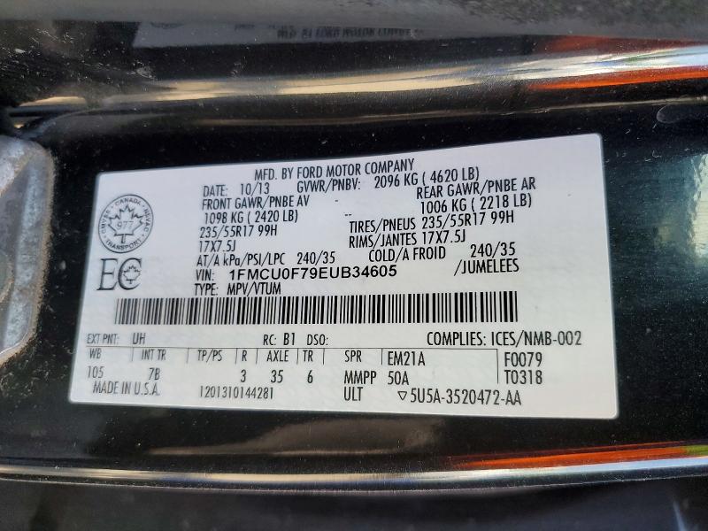 58984646 :رقم المزاد ، 1FMCU0F79EUB34605 vin ، 2014 Ford Escape مزاد بيع