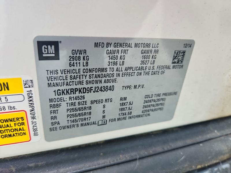 Продажа на аукционе авто 2015 Gmc Acadia, vin: 1GKKRPKD9FJ243840, номер лота: 60051536