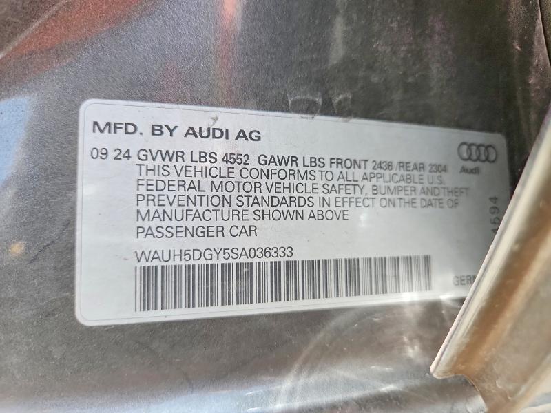 Aukcja sprzedaży 2025 Audi S3, vin: WAUH5DGY5SA036333, numer aukcji: 61786856