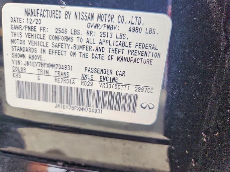 60619386 :رقم المزاد ، JN1EV7BPXMM704931 vin ، 2021 Infiniti Q50 مزاد بيع