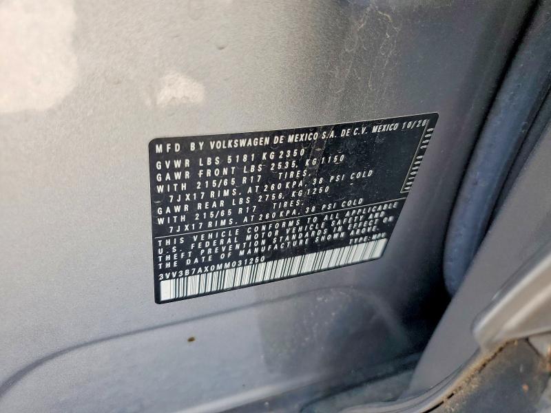 59355576 :رقم المزاد ، 3VV3B7AX0MM031250 vin ، 2021 Volkswagen Tiguan مزاد بيع