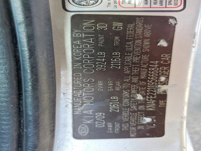 Aukcja sprzedaży 2009 Kia Spectra, vin: KNAFE221195666844, numer aukcji: 57512206