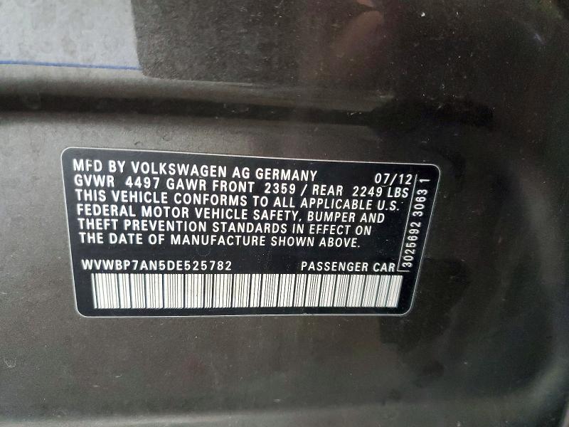 Продажа на аукционе авто 2013 Volkswagen Cc, vin: WVWBP7AN5DE525782, номер лота: 60325926