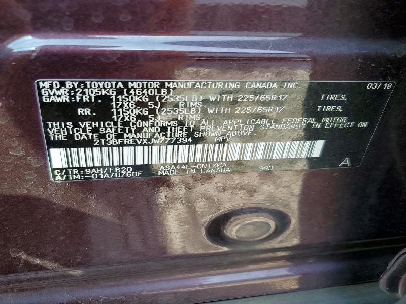 Продаж на аукціоні авто 2018 Toyota Rav4, vin: 2T3BFREVXJW777394, номер лоту: 61934646