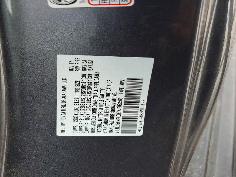 60359136 :رقم المزاد ، 5FNRL6H77JB022566 vin ، 2018 Honda Odyssey مزاد بيع