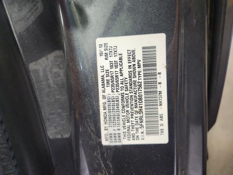 Aukcja sprzedaży 2013 Honda Odyssey, vin: 5FNRL5H41DB017562, numer aukcji: 60033186