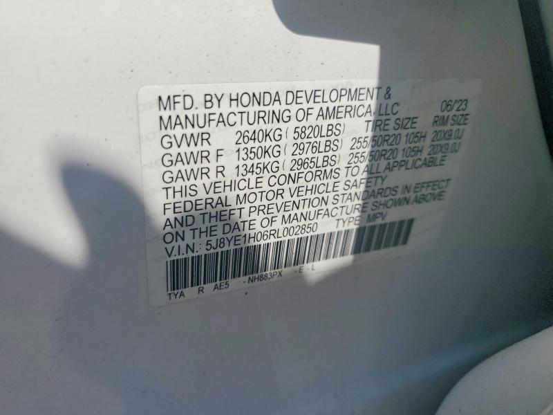 61421246 :رقم المزاد ، 5J8YE1H06RL002850 vin ، 2024 Acura Mdx مزاد بيع