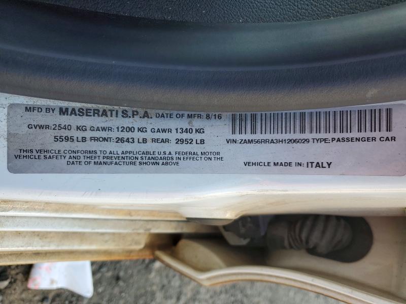 Продаж на аукціоні авто 2017 Maserati Quattroporte, vin: ZAM56RRA3H1206029, номер лоту: 62460826