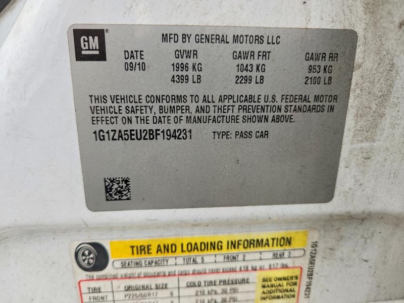 63292816 :رقم المزاد ، 1G1ZA5EU2BF194231 vin ، 2011 Chevrolet Malibu مزاد بيع
