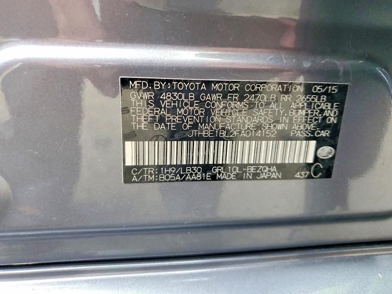 Aukcja sprzedaży 2015 Lexus Gs, vin: JTHBE1BL2FA014152, numer aukcji: 62674026