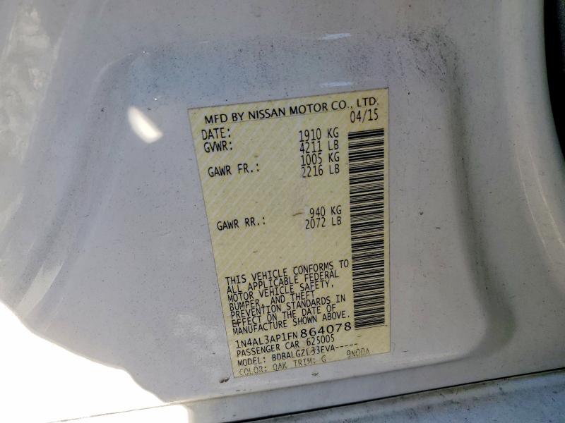 Продажа на аукционе авто 2015 Nissan Altima, vin: 1N4AL3AP1FN864078, номер лота: 61000186
