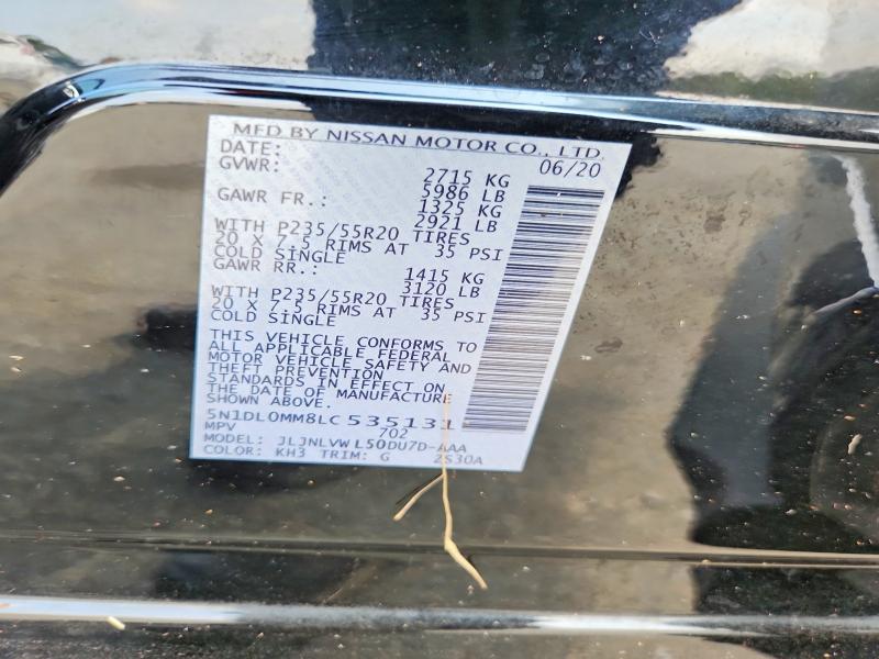 Aukcja sprzedaży 2020 Infiniti Qx60, vin: 5N1DL0MM8LC535131, numer aukcji: 62288146