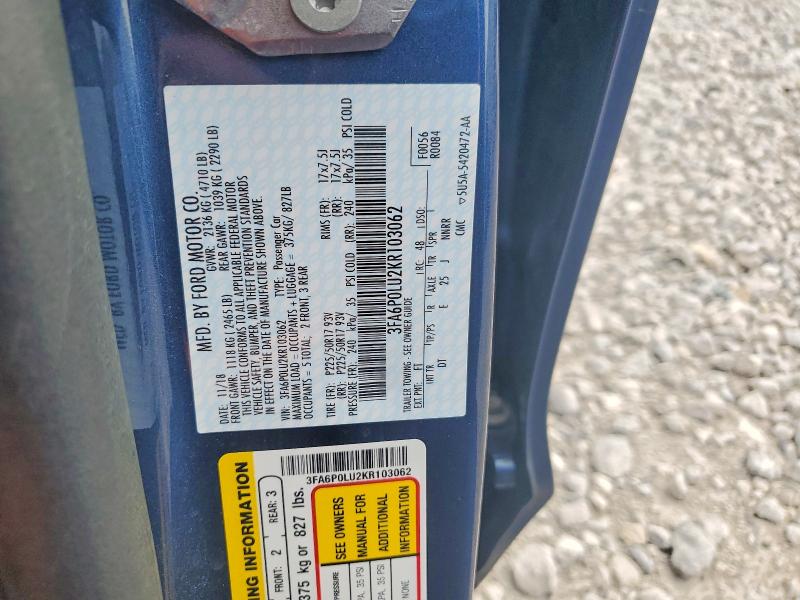 Aukcja sprzedaży 2019 Ford Fusion, vin: 3FA6P0LU2KR103062, numer aukcji: 61375686
