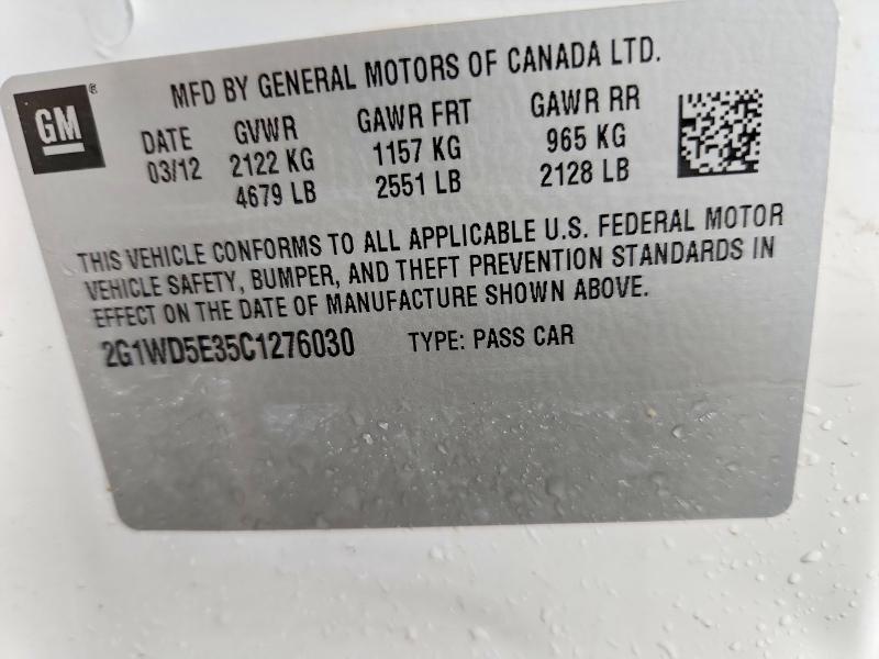 2012 Chevrolet Impala მანქანა იყიდება აუქციონზე, vin: 2G1WD5E35C1276030, აუქციონის ნომერი: 60894376