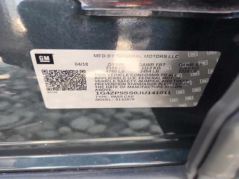 61572226 :رقم المزاد ، 1G4ZP5SS0JU141011 vin ، 2018 Buick Lacrosse مزاد بيع