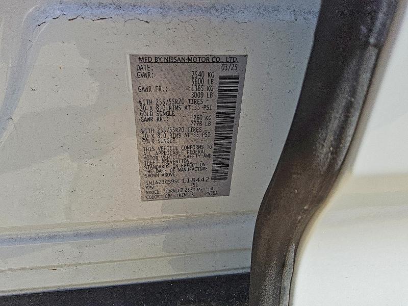 60651406 :رقم المزاد ، 5N1AZ3CS9SC118442 vin ، 2025 Nissan Murano مزاد بيع