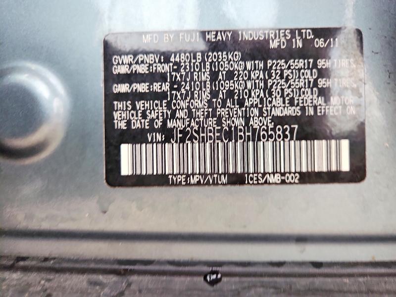 Продажа на аукционе авто 2011 Subaru Forester, vin: JF2SHBEC1BH765837, номер лота: 63315186
