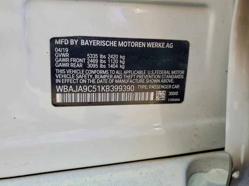 Продаж на аукціоні авто 2019 Bmw 530e, vin: WBAJA9C51KB399390, номер лоту: 60887276