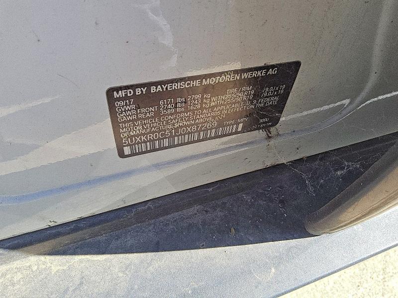 61980676 :رقم المزاد ، 5UXKR0C51J0X87269 vin ، 2018 Bmw X5 مزاد بيع