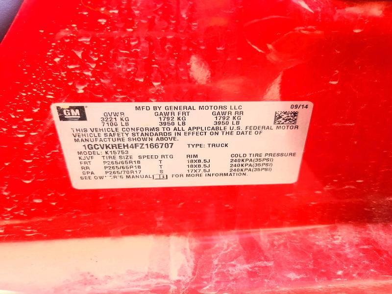 59538696 :رقم المزاد ، 1GCVKREH4FZ166707 vin ، 2015 Chevrolet Silverado مزاد بيع