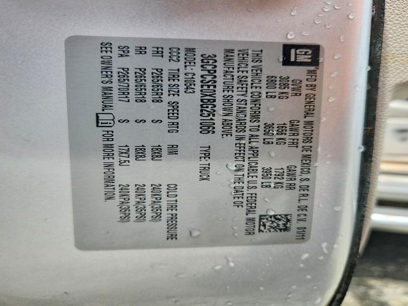 61853906 :رقم المزاد ، 3GCPCSE0XBG251066 vin ، 2011 Chevrolet Silverado مزاد بيع