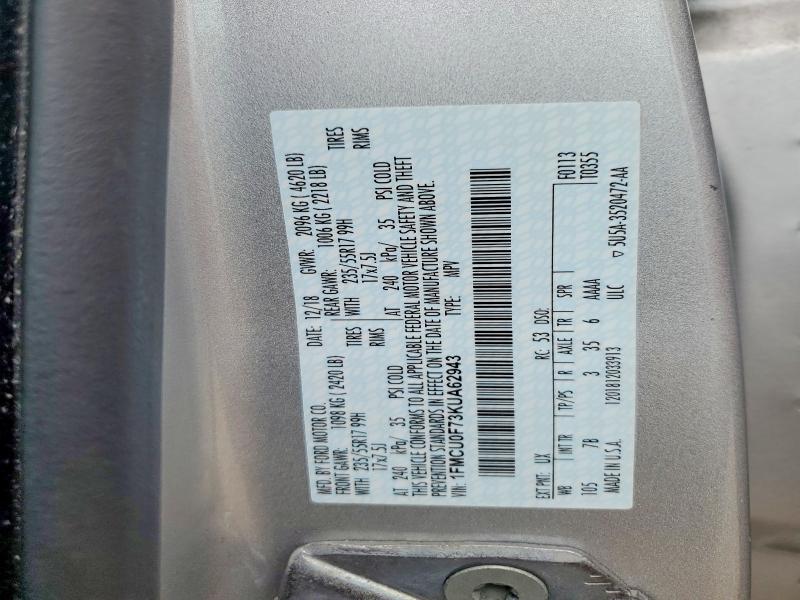 62563706 :رقم المزاد ، 1FMCU0F73KUA62943 vin ، 2019 Ford Escape مزاد بيع