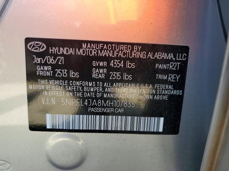 Продажа на аукционе авто 2021 Hyundai Sonata, vin: 5NPEL4JA8MH107835, номер лота: 60311076