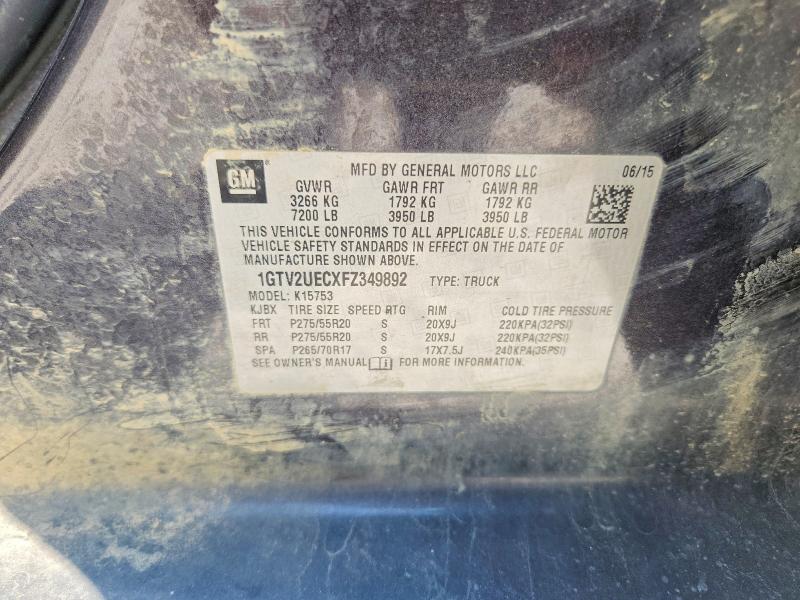 62830156 :رقم المزاد ، 1GTV2UECXFZ349892 vin ، 2015 Gmc Sierra مزاد بيع