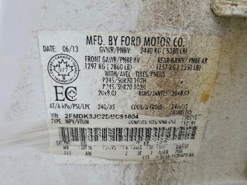 2013 Ford Edge მანქანა იყიდება აუქციონზე, vin: 2FMDK3JC2DBC51804, აუქციონის ნომერი: 61290926