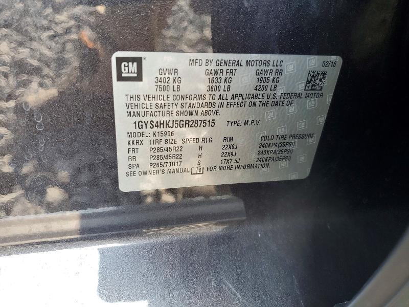 63200076 :رقم المزاد ، 1GYS4HKJ5GR287515 vin ، 2016 Cadillac Escalade مزاد بيع